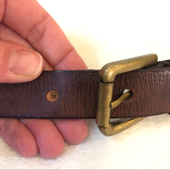 Women’s Brown Leather Belt with Brass Studs XL - Picture 3 of 7